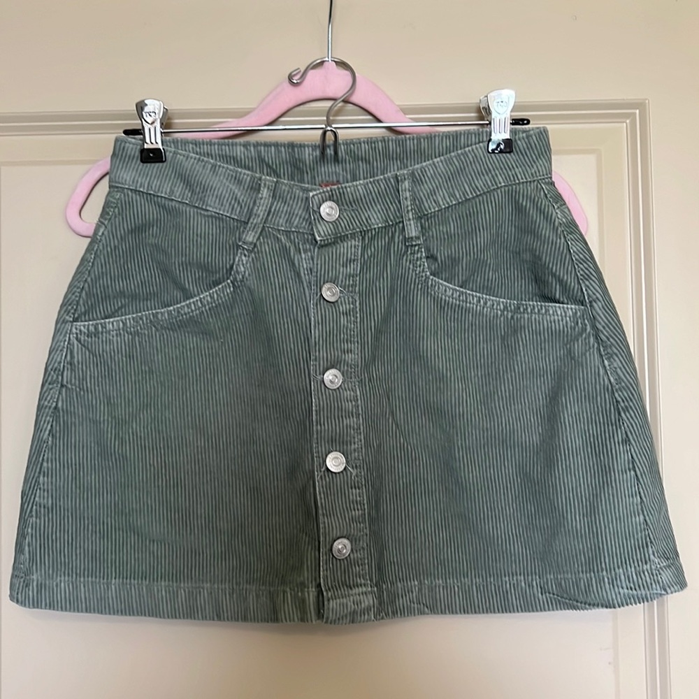 Free People green/grey corduroy skirt